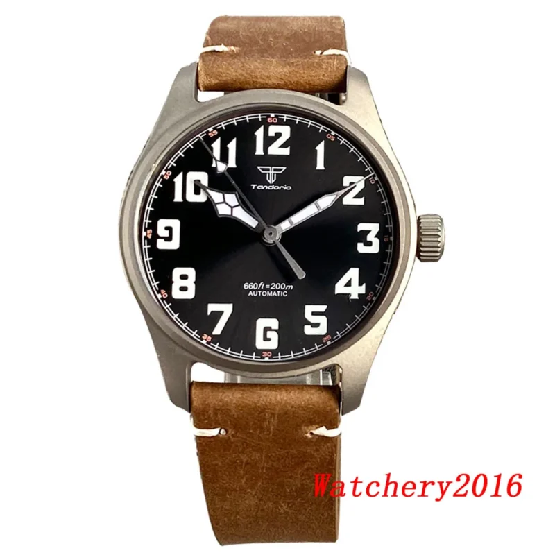Professional Titanium Automatic Dive Watch with Sapphire Crystal and Leather Strap - Image 13