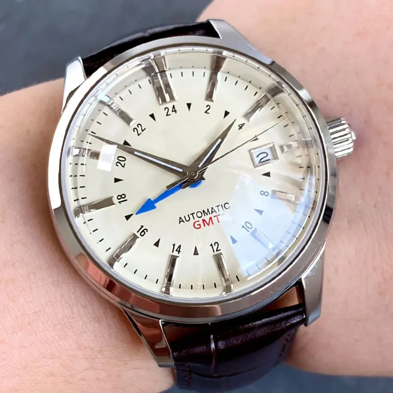 Professional GMT Automatic Watch with Dome Sapphire Crystal and Stainless Steel Bracelet - Image 7