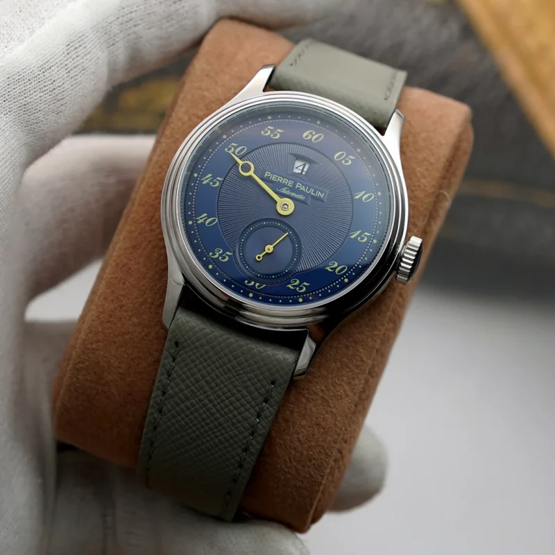 Jumping Hour Automatic Watch with Blue Dial and Sapphire Crystal Stainless Steel Dress Timepiece - Image 2