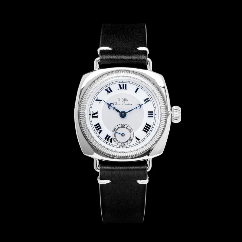 Classic Pillow-Shaped Quartz Watch with Sapphire Crystal and Leather Strap - Image 11