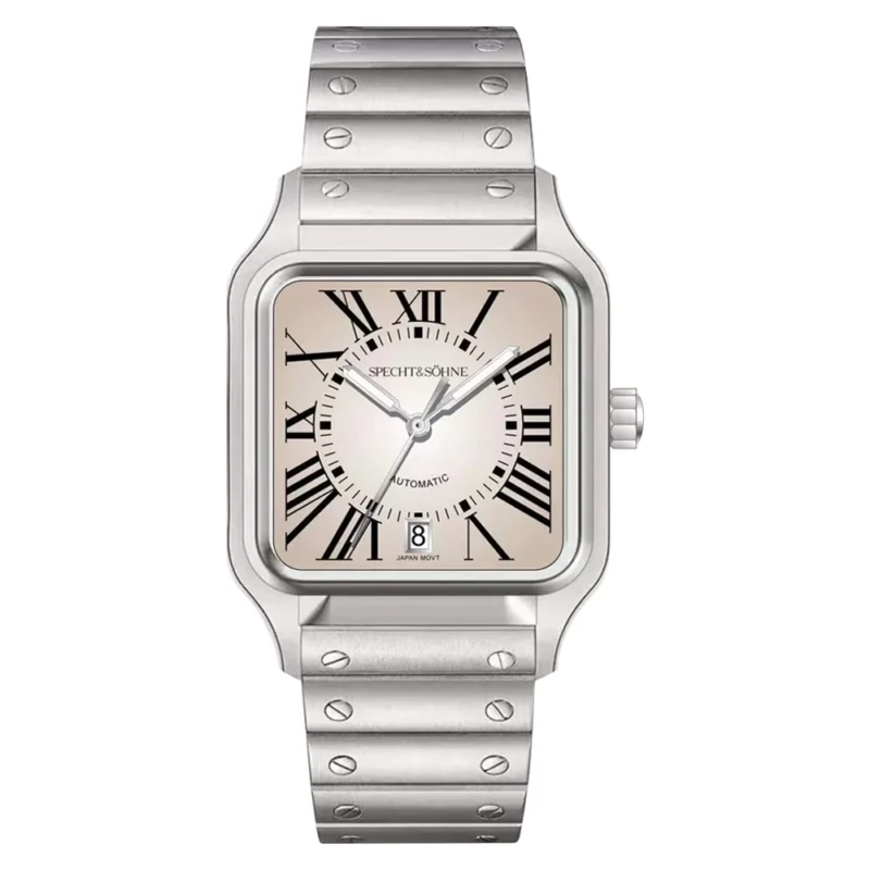 Tonneau Automatic Watch with Complete Calendar Sapphire Crystal PVD Gold Stainless Steel Bracelet - Image 9
