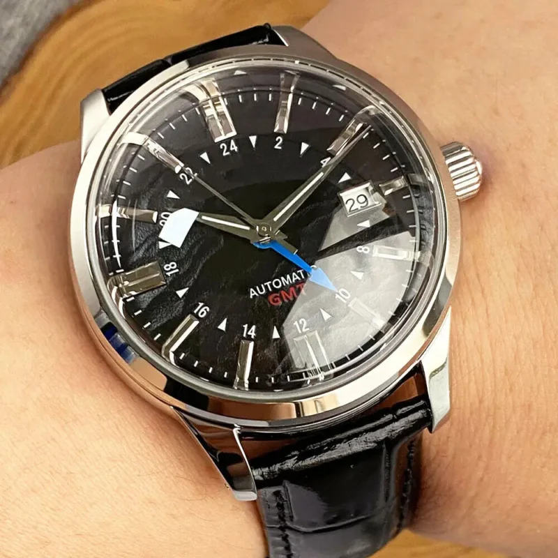 Desert Texture GMT Automatic Watch with 200m Water Resistance and Leather Strap - Image 20