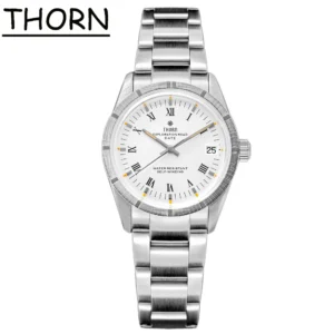 Vintage Tribute Automatic Dive Watch with Domed Sapphire Crystal and Stainless Steel Bracelet