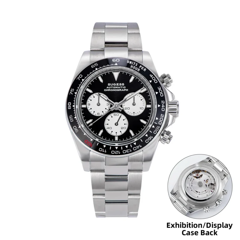 Professional Panda Dial Chronograph Automatic Watch with Ceramic Bezel and Stainless Steel Bracelet - Image 12