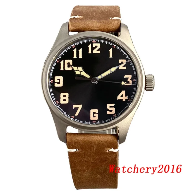 Professional Titanium Automatic Dive Watch with Sapphire Crystal and Leather Strap - Image 17