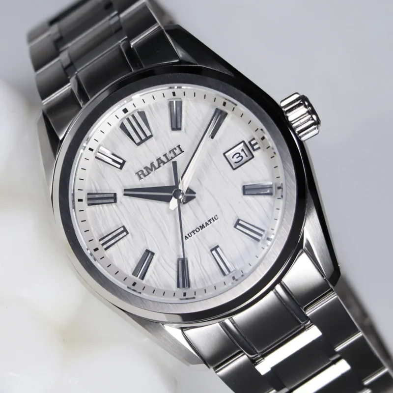 White Birch Automatic Watch with Sapphire Crystal and Stainless Steel Bracelet - Image 4
