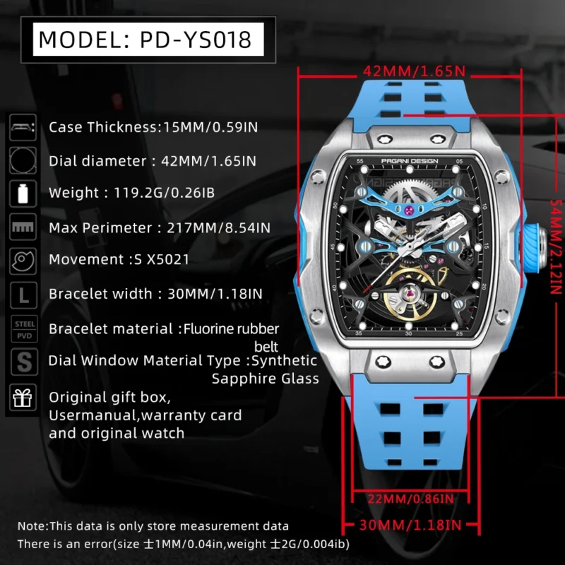 Luxury Skeleton Automatic Watch with Sapphire Crystal and Rubber Strap - Image 6