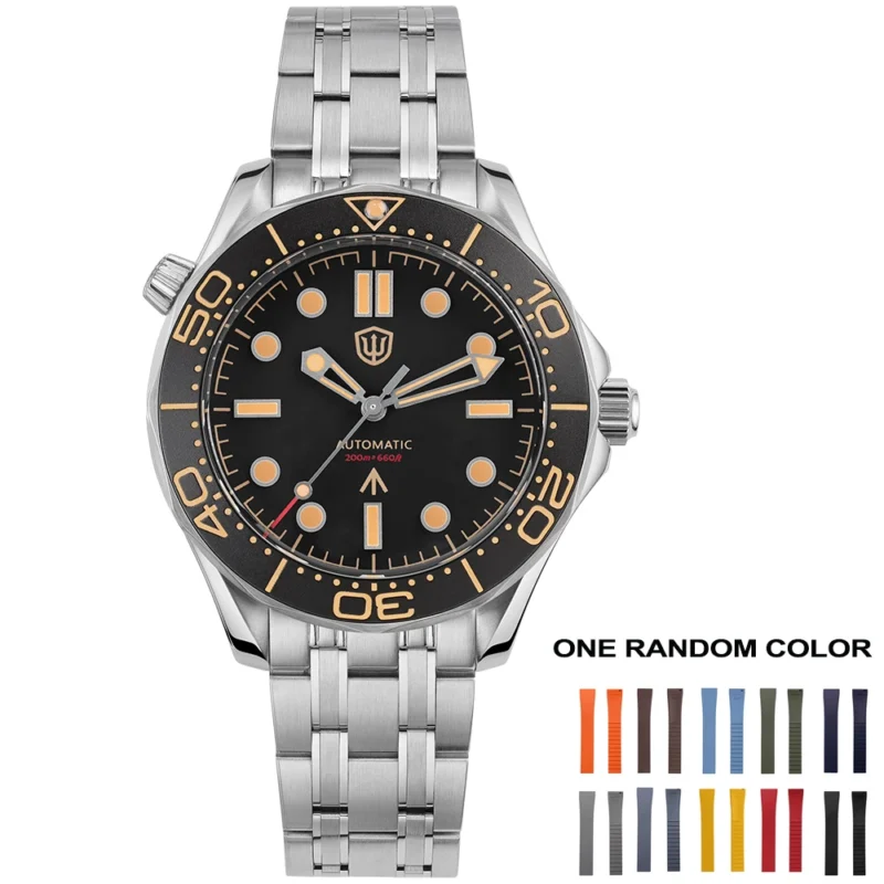 Professional 200M Automatic Dive Watch with Sapphire Crystal and Stainless Steel Bracelet - Image 8
