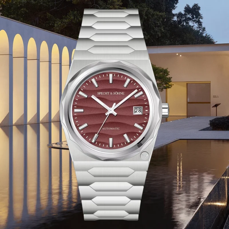 Elegant Blue Dial Automatic Watch with Sapphire Crystal and Stainless Steel Bracelet - Image 2