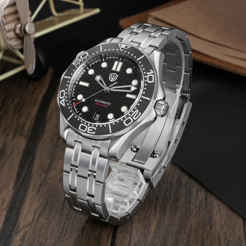 Professional 200M Automatic Dive Watch with Sapphire Crystal and Stainless Steel Bracelet - Image 5