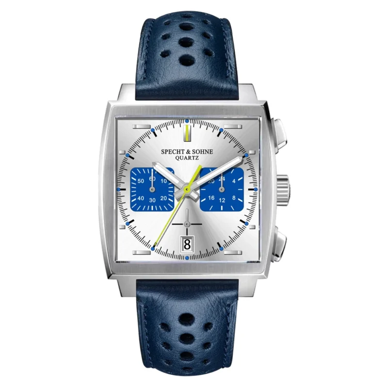 Luxury Rectangular Chronograph Quartz Watch with Stainless Steel Bracelet and Calendar Function - Image 10