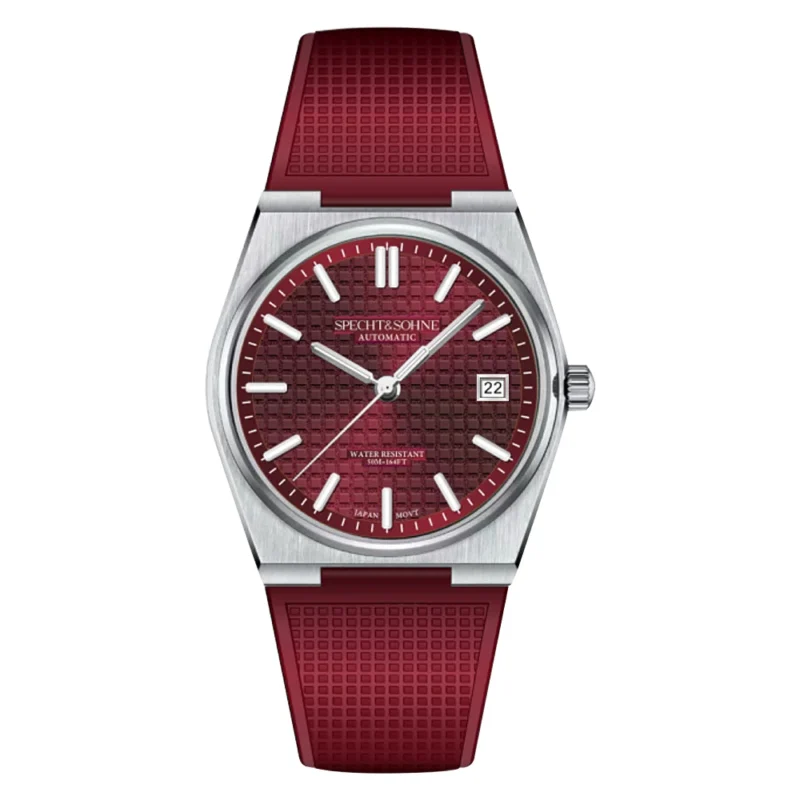 Classic Wine Red Automatic Watch with NH35 Movement Sapphire Crystal Stainless Steel Bracelet - Image 18