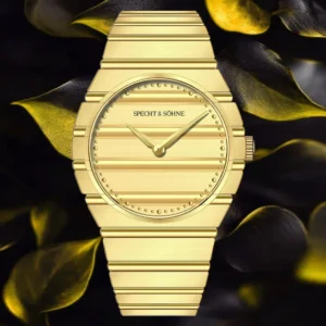 Ultra-Thin Gold Quartz Watch with Sapphire Crystal and Stainless Steel Bracelet