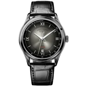Classic Gradient Dial Automatic Watch with Sapphire Crystal and Leather Strap