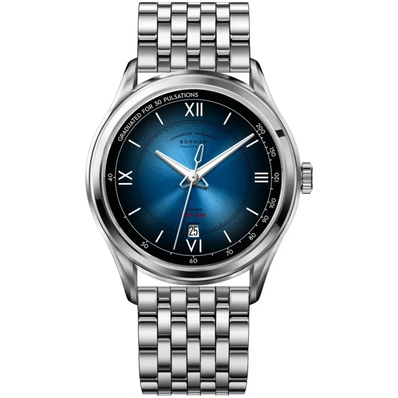 Classic Gradient Dial Automatic Watch with Sapphire Crystal and Leather Strap - Image 12