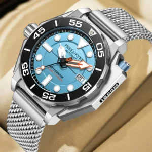 FeelNever Luxury Automatic Mechanical Watch with Complete Calendar and 100m Water Resistance