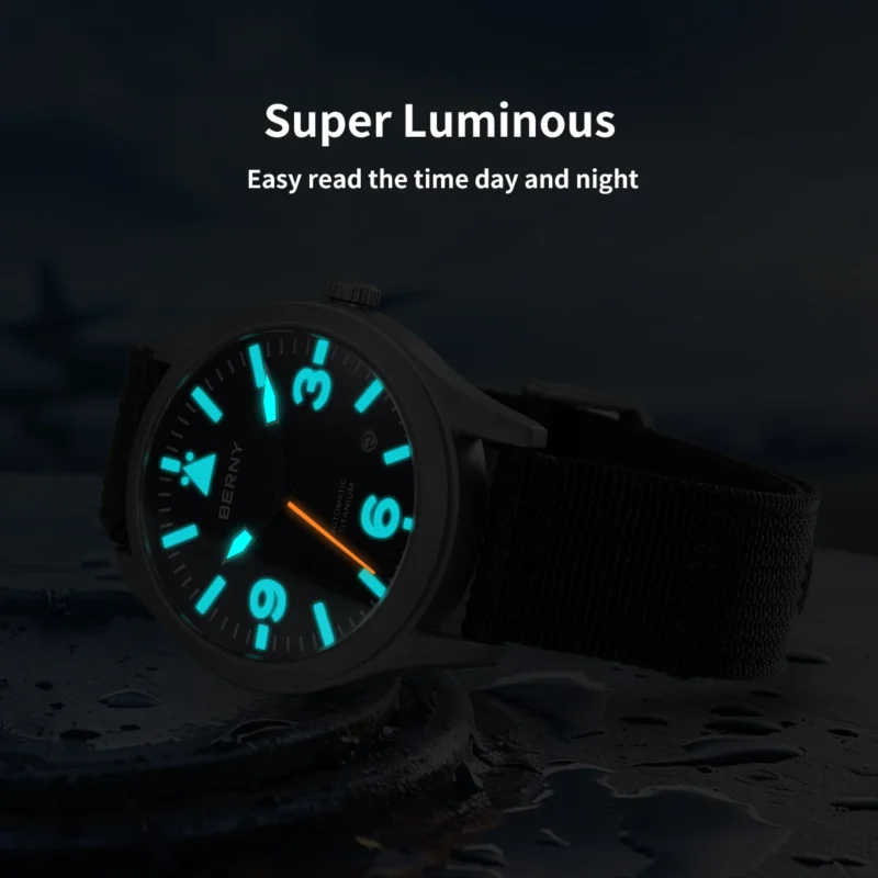 Professional Pilot Automatic Titanium Watch with Sapphire Crystal and Super Luminous Dial - Image 2