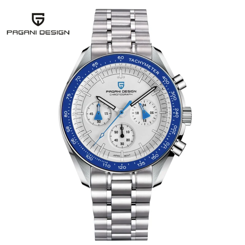 Luxury Chronograph Quartz Watch with Sapphire Crystal and Stainless Steel Bracelet - Image 17