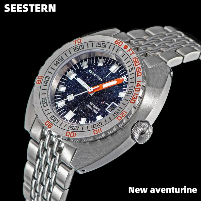 Professional Automatic Dive Watch with Sapphire Crystal and Stainless Steel Bracelet