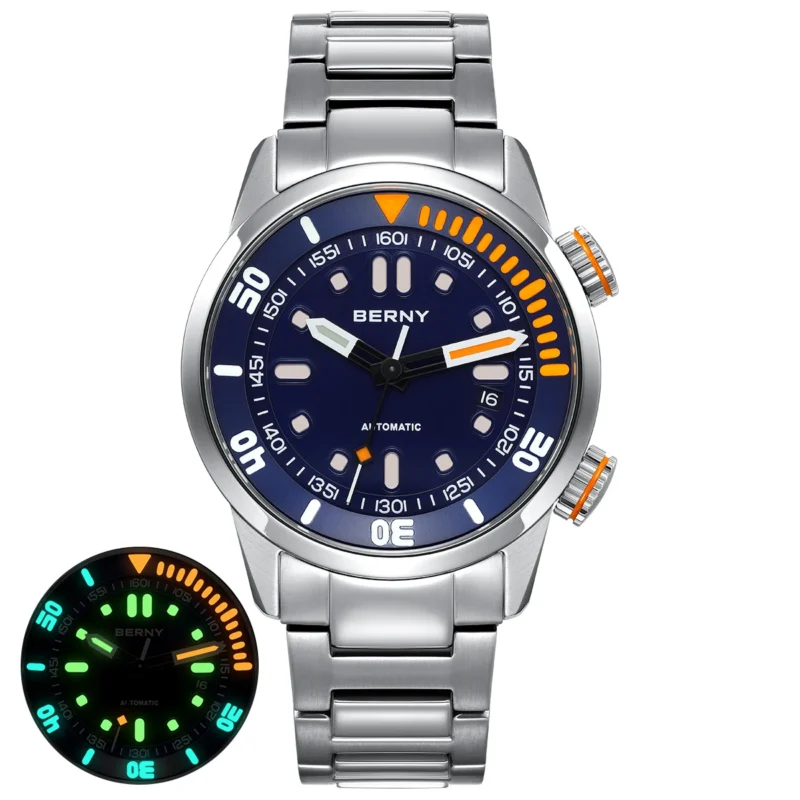 Professional Diver Automatic Watch with Sapphire Crystal and Super Luminous Dial 20Bar Water Resistant - Image 9
