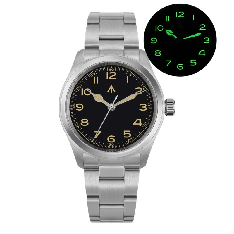 Military Vintage Quartz Field Watch with Double Sapphire Crystal and 10Bar Water Resistance - Image 8