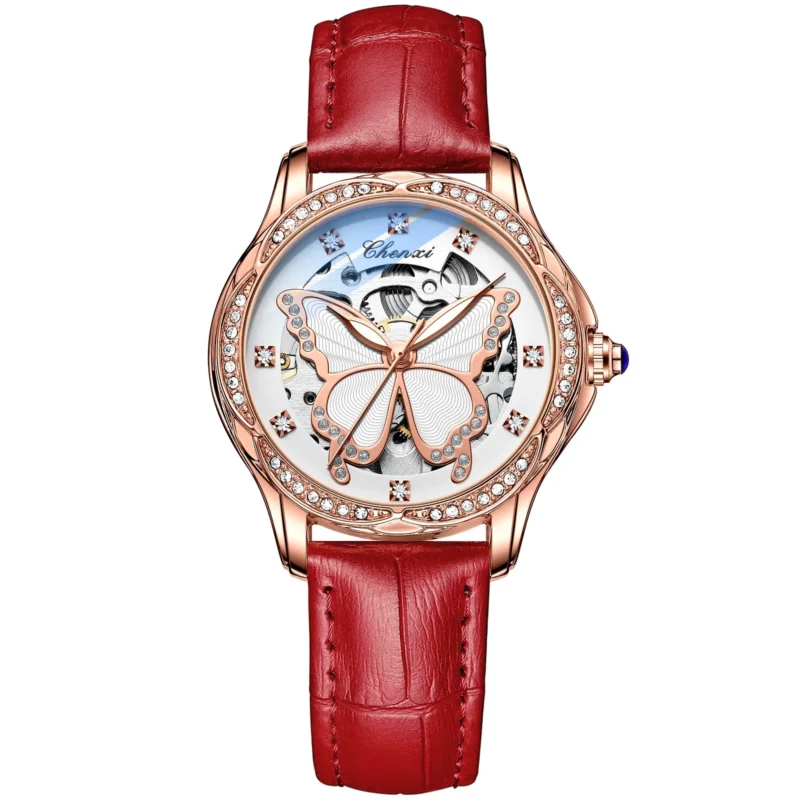 Ladies Luxury Automatic Watch with Skeleton Dial and Stainless Steel Bracelet - Image 10