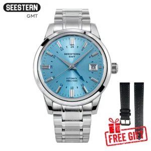 Professional GMT Automatic Dive Watch with Domed Sapphire Crystal and Stainless Steel Bracelet