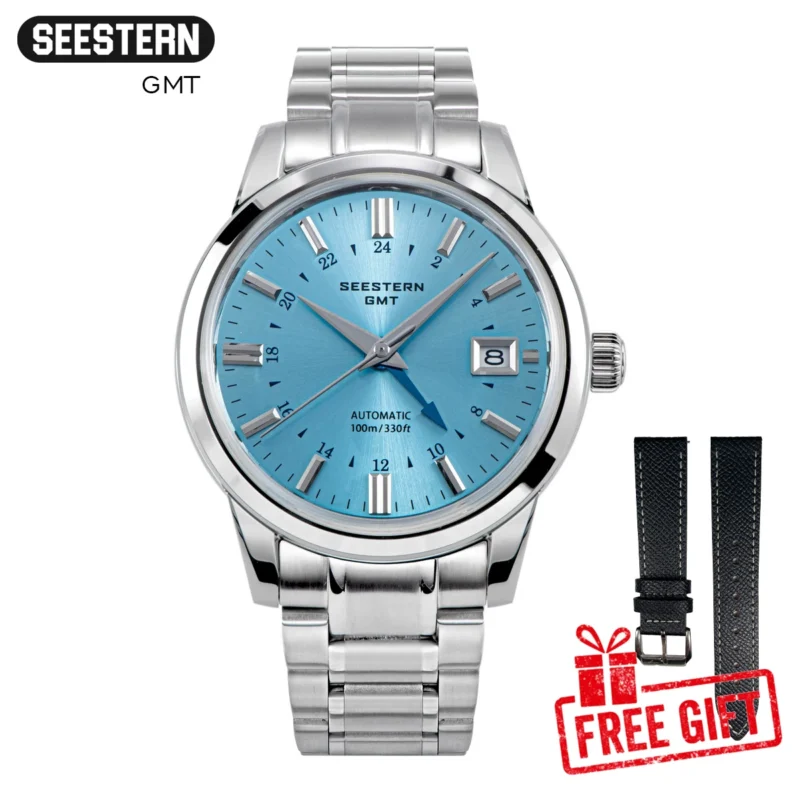 Professional GMT Automatic Dive Watch with Domed Sapphire Crystal and Stainless Steel Bracelet