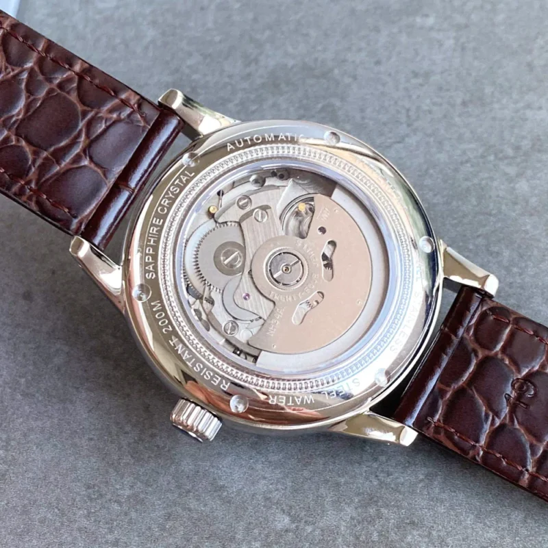 Desert Texture GMT Automatic Watch with 200m Water Resistance and Leather Strap - Image 6