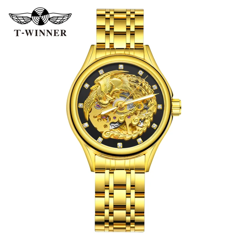 Luxury Skeleton Automatic Ladies Watch with Diamond Dial and Stainless Steel Bracelet - Image 11