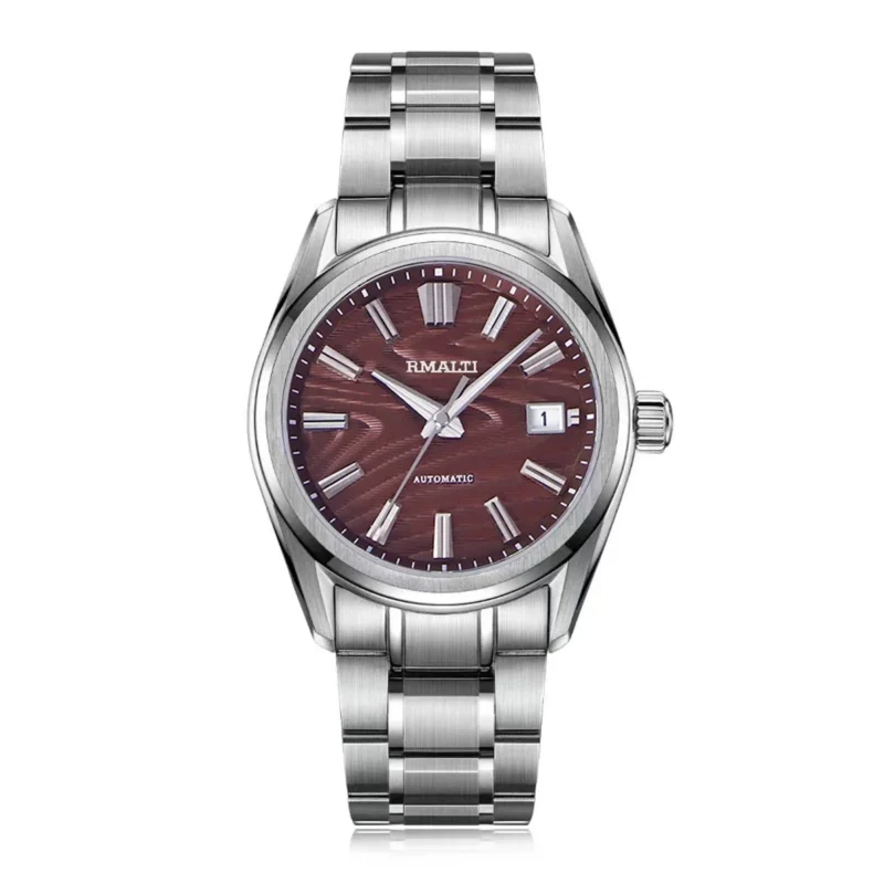 White Birch Automatic Watch with Sapphire Crystal and Stainless Steel Bracelet - Image 8