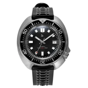 Vintage-Inspired Automatic Dive Watch with Sapphire Crystal and Rubber Strap