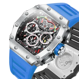 ONOLA Automatic Mechanical Sport Watch with Tonneau Case and Silicone Strap