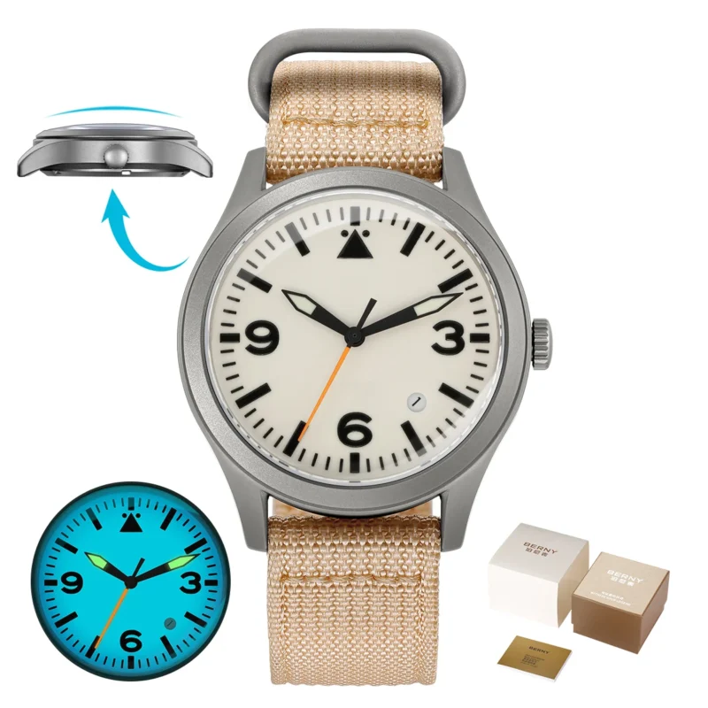 Professional Pilot Automatic Titanium Watch with Sapphire Crystal and Super Luminous Dial - Image 15