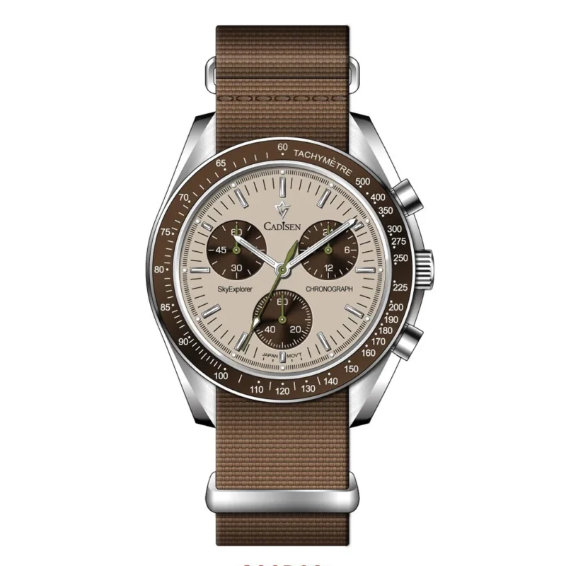 Classic Chronograph Quartz Watch with Sapphire Crystal and Canvas Strap - Image 7