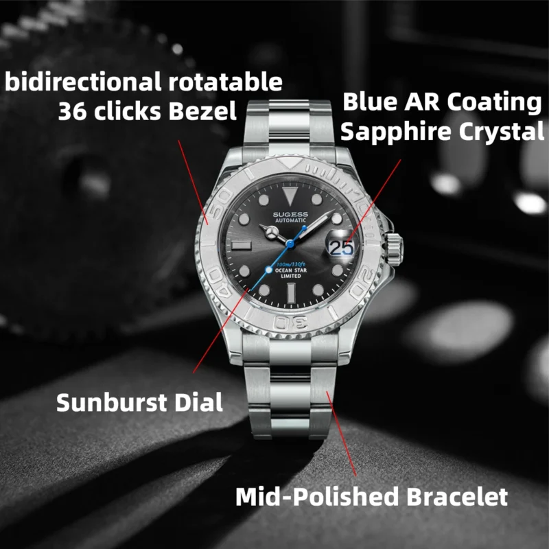 Professional Automatic Dive Watch with Ceramic Bezel and Sapphire Crystal NH35A Movement Watch with Stainless Steel Bracelet - Image 2