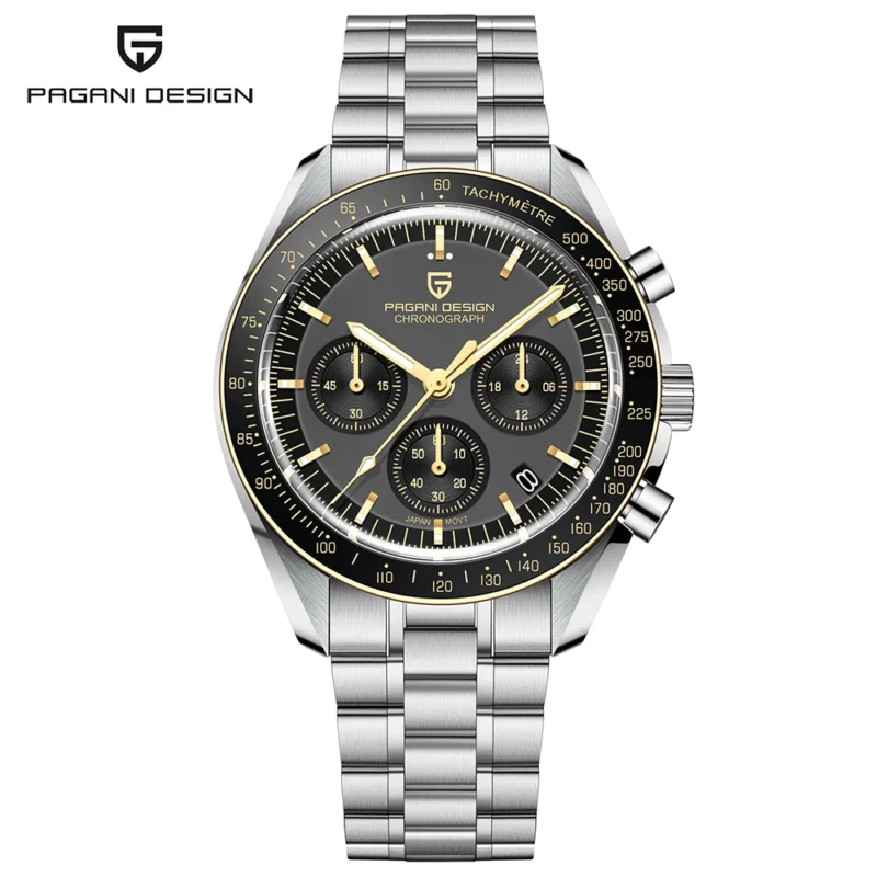 Luxury Chronograph Quartz Watch with Sapphire Crystal and Stainless Steel Bracelet - Image 12