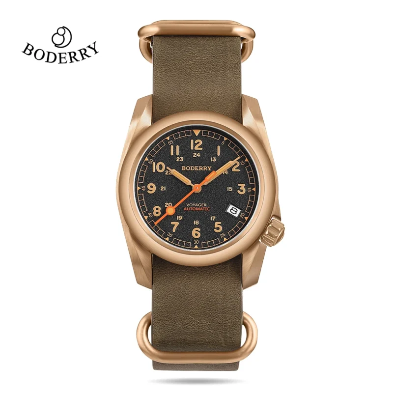 Voyager Bronze Field Automatic Watch with Sapphire Crystal and Leather Strap