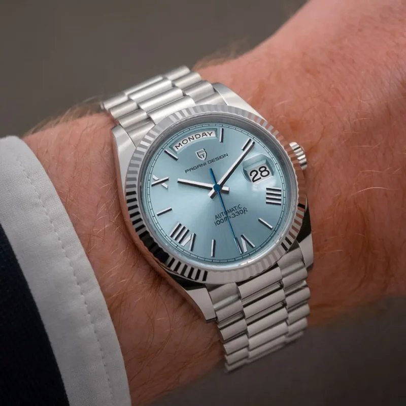 Classic Automatic Luxury Watch with Sapphire Crystal and Stainless Steel Bracelet - Image 3