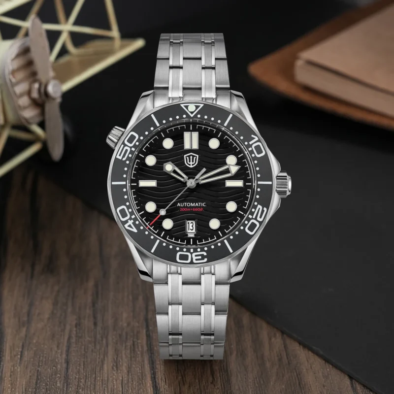 Professional 200M Automatic Dive Watch with Sapphire Crystal and Stainless Steel Bracelet - Image 6