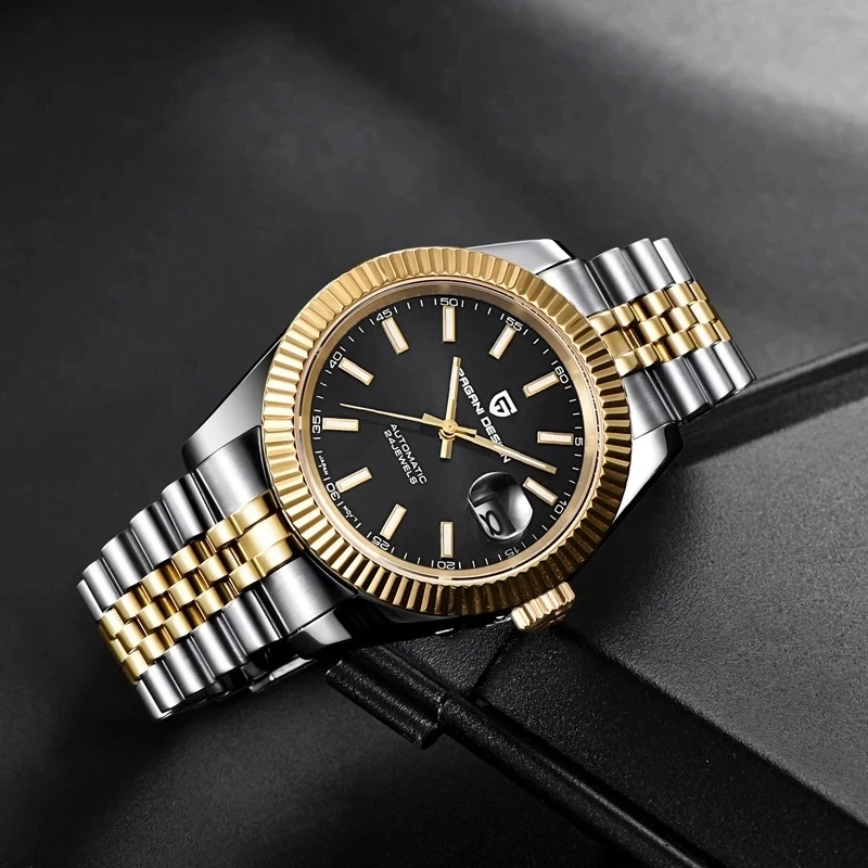 Classic dive watch showcasing robust case construction with crown guards