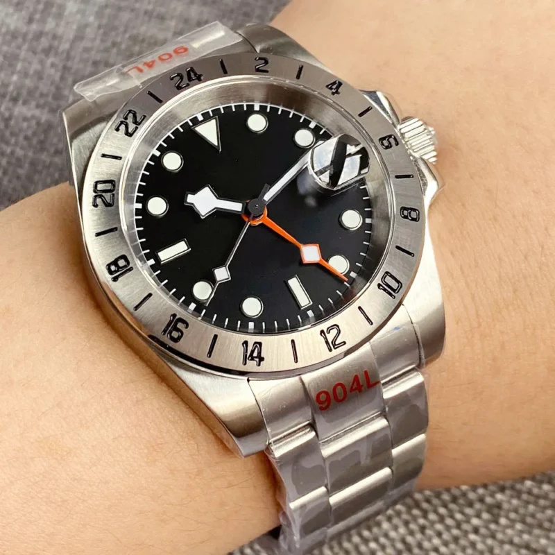 Explorer GMT Automatic Field Watch with Orange 24-Hour Hand and Sapphire Crystal - Image 13