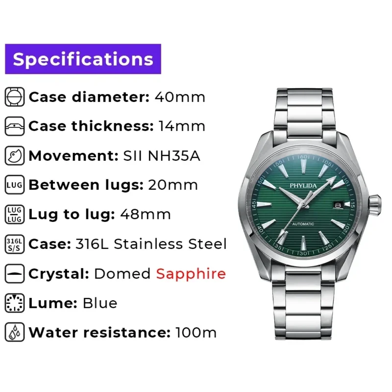 Professional Automatic Dive Watch with Sapphire Crystal and Stainless Steel Bracelet - Image 3