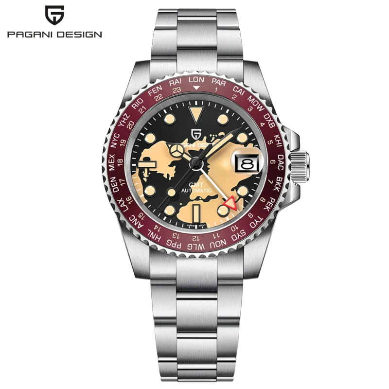 Professional GMT Automatic Watch with Sapphire Crystal and Stainless Steel Bracelet - Image 10