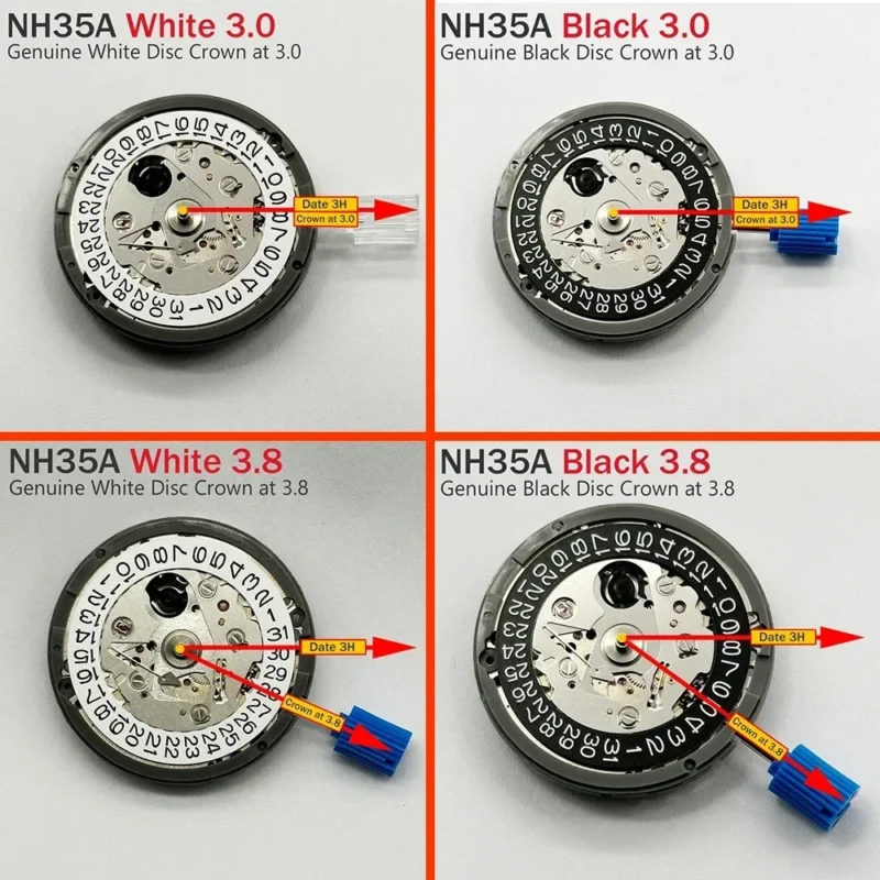Premium NH35A Automatic Watch Movement with Black Date Dial for Watchmaking and Modifications - Image 2
