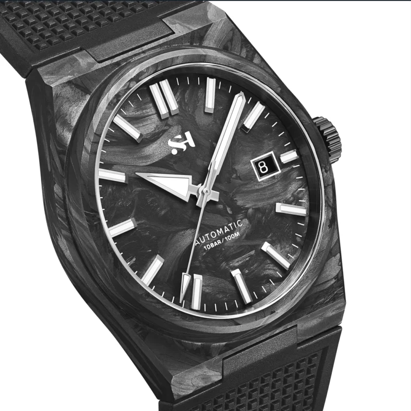 Carbon Fiber Automatic Dive Watch with Sapphire Crystal and Rubber Strap - Image 3