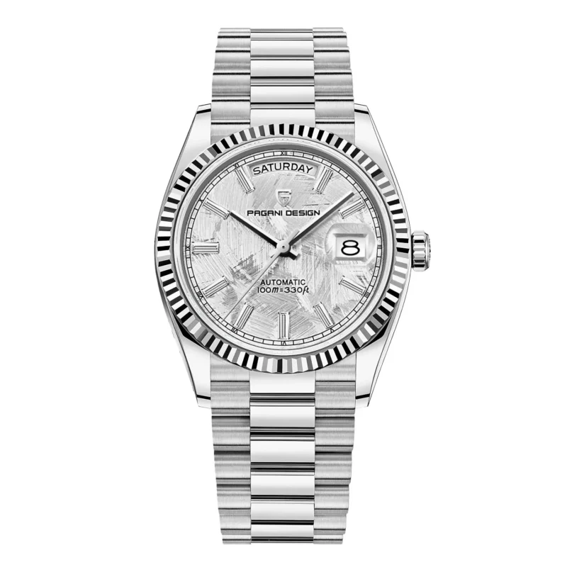 Classic Automatic Luxury Watch with Sapphire Crystal and Stainless Steel Bracelet - Image 9