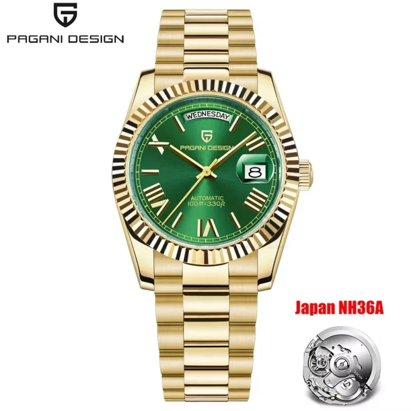 Luxury Automatic Rose Gold Watch with Sapphire Crystal and Complete Calendar Stainless Steel Bracelet - Image 14
