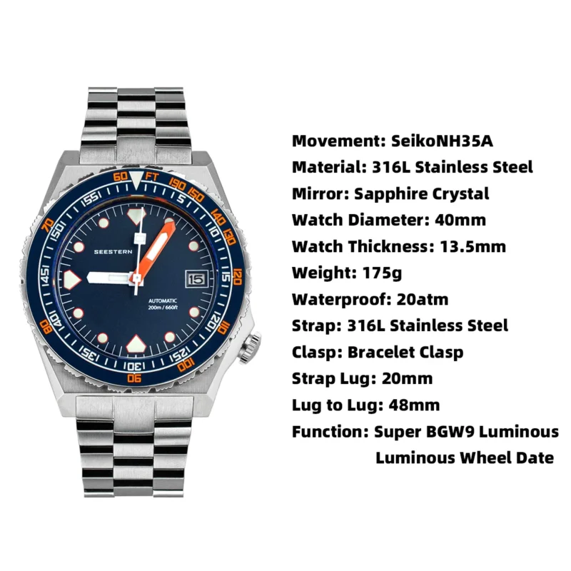 Professional Automatic Dive Watch with Ceramic Bezel and Sapphire Crystal - Image 6