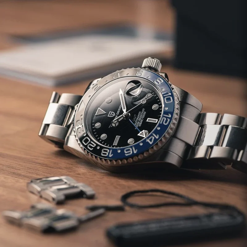 Professional GMT Automatic Watch with Ceramic Bezel and Sapphire Crystal on Stainless Steel Bracelet - Image 2